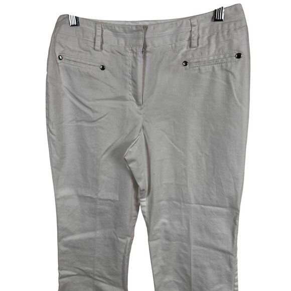 Dressbarn 8P Blend Pants  Button Pockets White 77% Cotton 20% Polyester - Picture 12 of 12